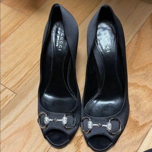 Gucci black satin  heels🖤